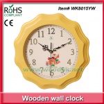 Yellow wall clock room wooden clock funny kids clock