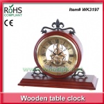 Iron clock mechanical style quartz clock wood table clock cheap price