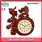 Phoenix and dragon wall clock fancy wood craving decoration clock handmade