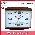 Wooden and glass wall clock silent movement china clock