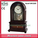 High quality wooden table clock with routating pendulum quartz desk clock with drawer
